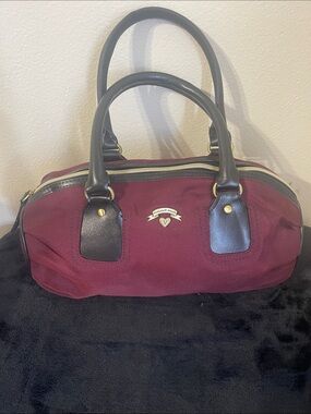 Women's Burgundy Barrel Satchel with Black Handles